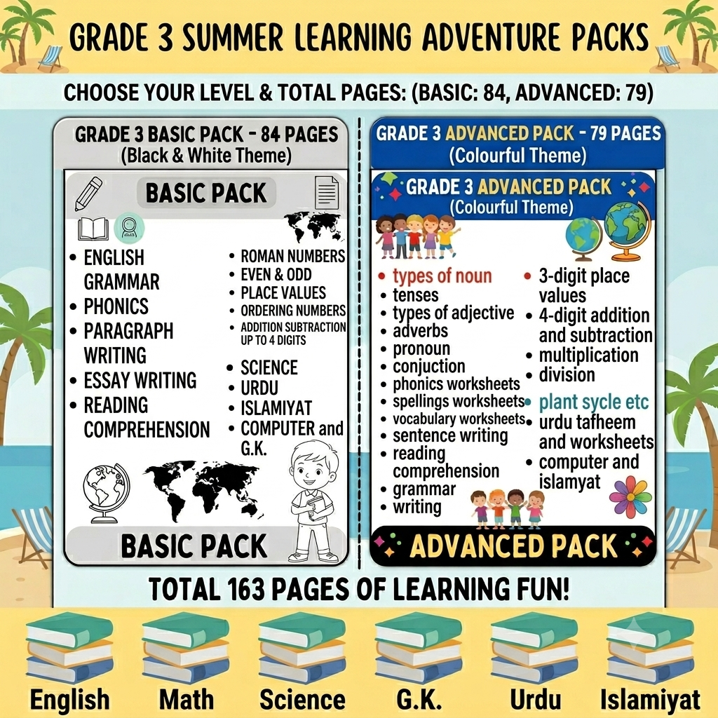 Class 3 Summer Pack & Summer Task Bundle (Basic & Advanced)