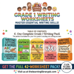 Grade 1 Writing Worksheets | 42-Page Printed Booklet